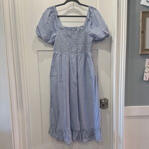 J.Crew Women’s Blue Striped Dress Size Medium 100% Cotton